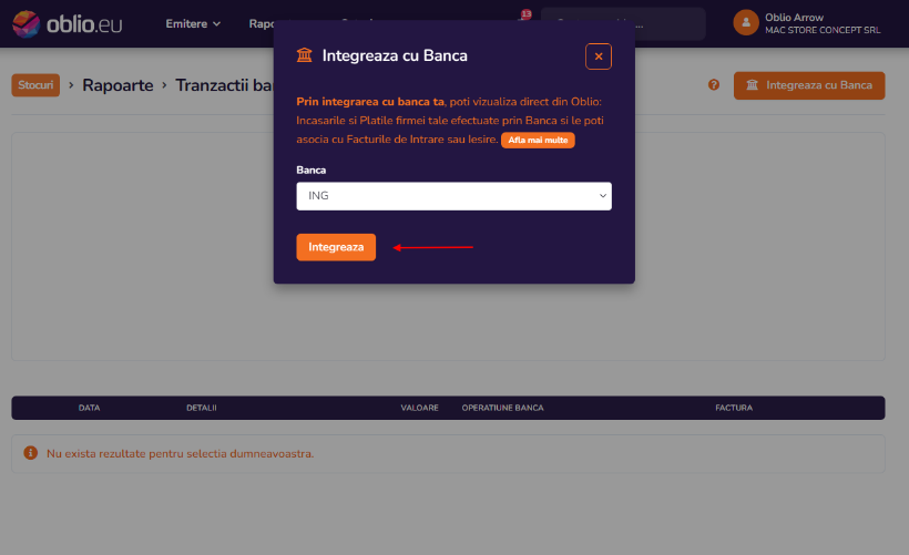 Integrare Banca Pasul 2
